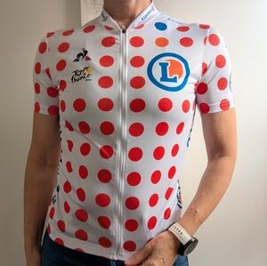Le Coq Sportif White and Men's Medium Polka Dot Jersey Tour de France